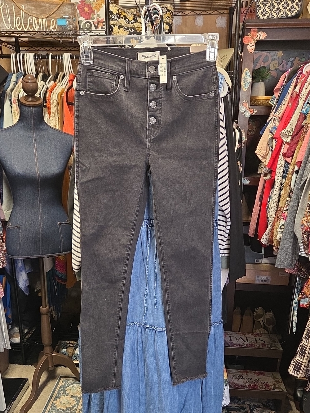 Madewell High-Rise Button-Fly Skinny Jeans - Charcoal